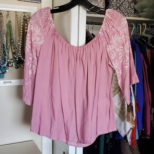 Matching pink top and shorts loungewear set